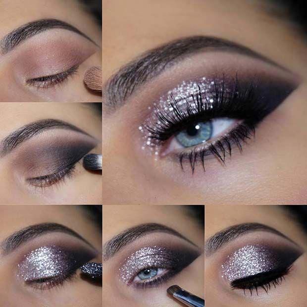 How to apply eye makeup over 50 long Beautiful eye makeup looks w silver glitter