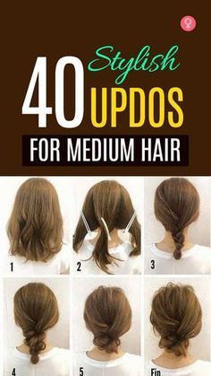 Women have a plethora of hairdos and styles to choose from – it’s practically endless! Try out these simple updos for medium hair length. They are easy-to-do, and absolutely cute! Easy Hairstyles For Medium Hair, Up Dos For Medium Hair, Quick Hairstyles, Hair Medium, Medium Curls, Easy Chignon For Medium Hair, Casual Updos For Medium Hair, School Hairstyles, Easy Hair Up