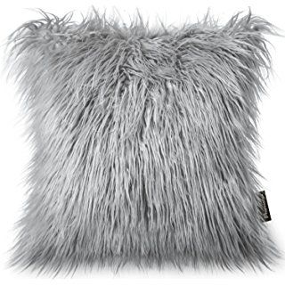 Phantoscope Set of 2 Grey Decorative New Luxury Series Merino Style Fur Throw