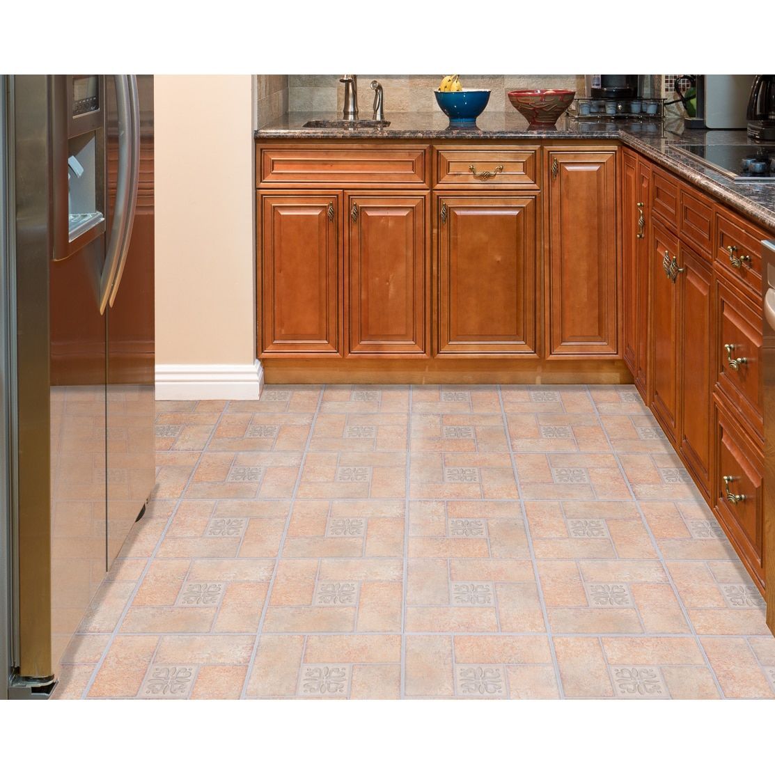 Achim Tivoli Beige Terracotta Motif Center 12x12 Self Adhesive Vinyl Achim Tivoli Beige Terracotta Motif Center 12x12 Self Adhesive Vinyl Floor Tile 45 Tiles