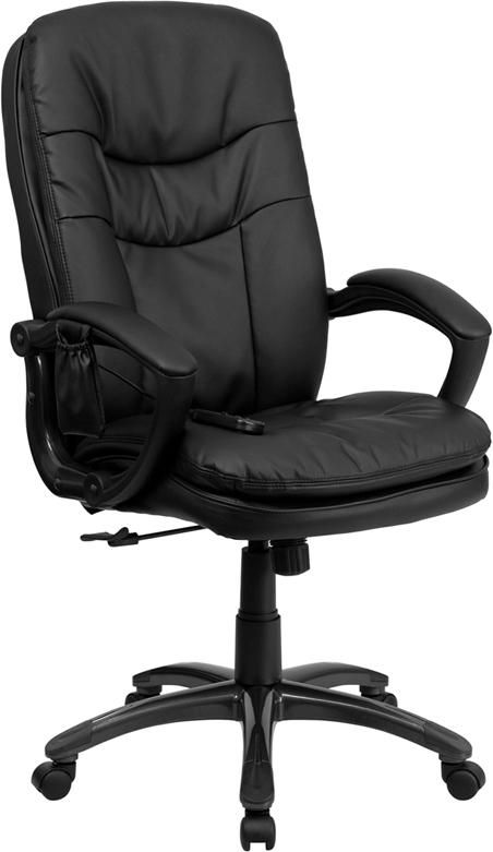 mid back massaging black leather executive office chair executive