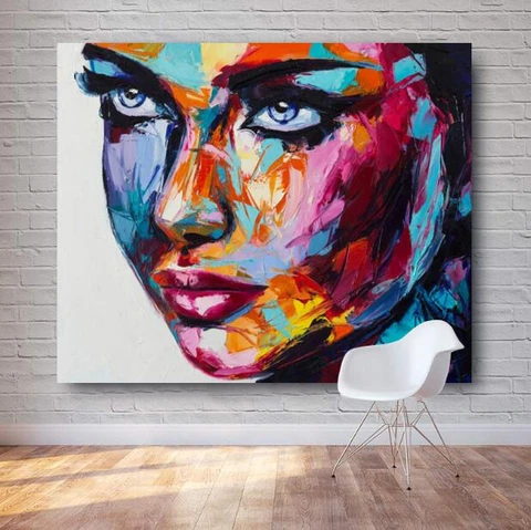 Woman in Tear Pop Art Painting on Canvas Woman Large Painting Abstract Acrylic Art Modern Art Urban Woman Portrait Decor Painting Wall Art
