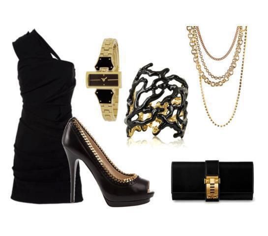 stylish black and gold outfits