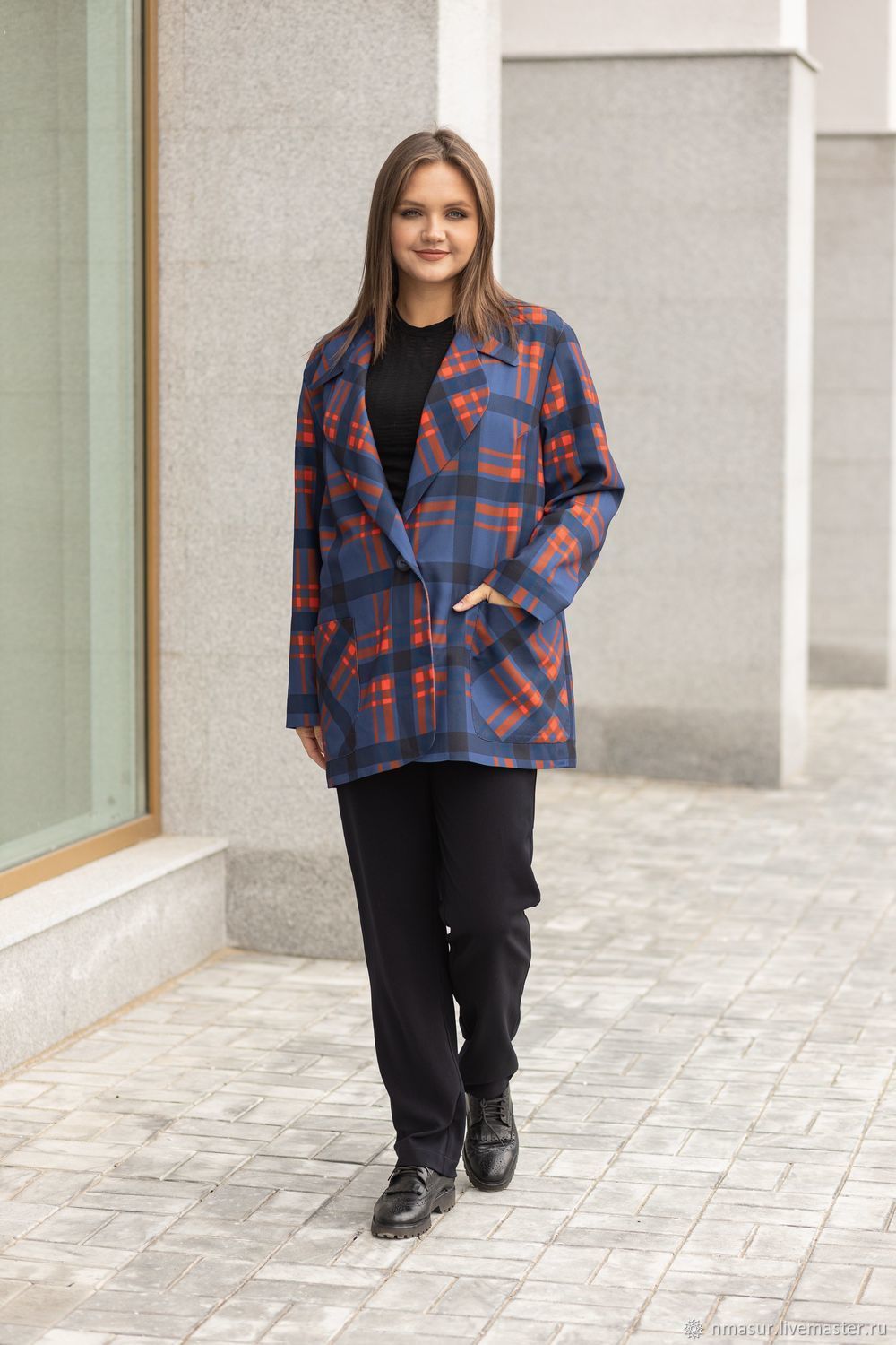 Bright checkered jacket sizes 56-66 – купить на Ярмарке Мастеров – MLHP6COM | Жакеты, Novosibirsk Checkered Jacket, Toe Socks, Suit Fabric, Underbust, Flannel Shirt, Blazer Jacket, Peacoat, Panties, Trousers