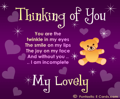 Purple Animated Thinking Of You Thinking Of You Postcards