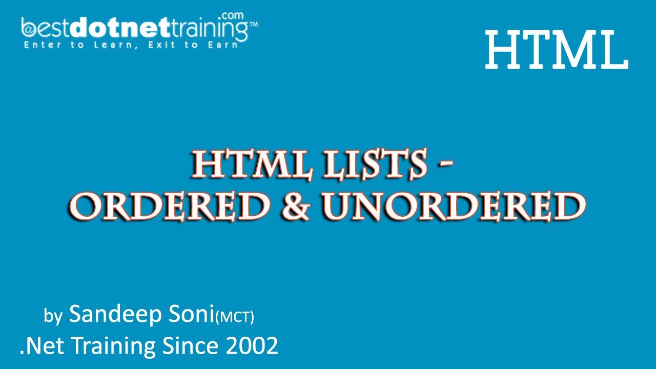 Html Tutorial Ordered List And Unordered List Html Tutorial Html Tutorial Ordered List And Unordered List Html Tutorial