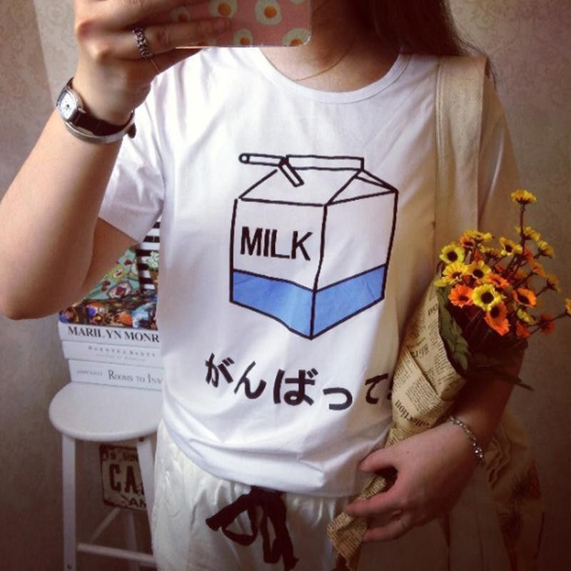 Summer Womens New Harajuku Flower Print Fashion Personality Art Casual Loose Fun Womens T Shirt Tops-in T