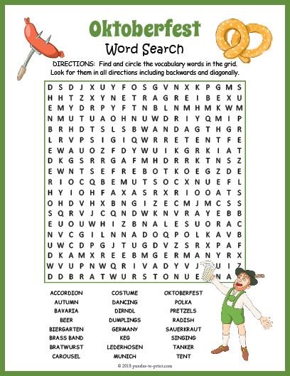 the-word-search-for-oktoberfest-is-shown-in-this-green-and-white-poster