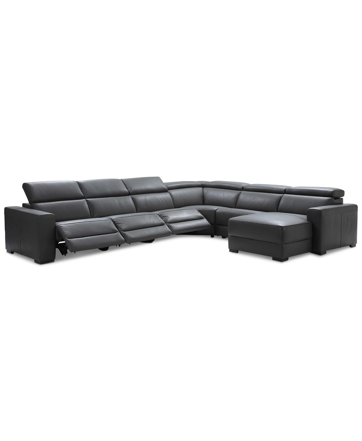 Furniture Nevio 6-pc Leather Sectional Sofa with Chaise, 3 Power