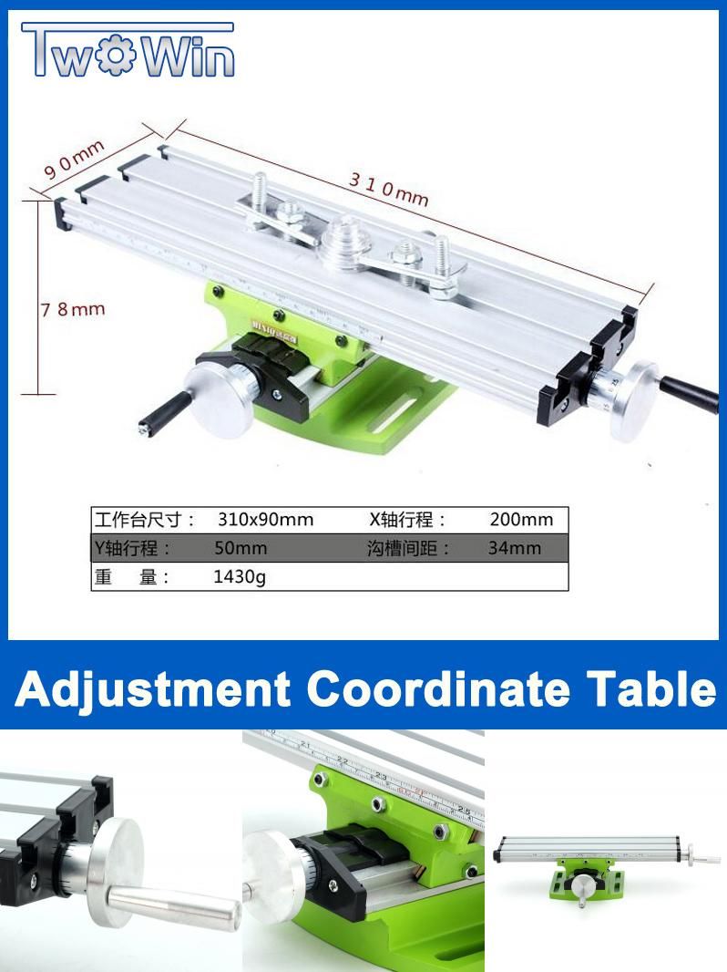 Milling Machine Bench Drill Vise X Y-Axis Adjustment Table Fixture Worktable.
