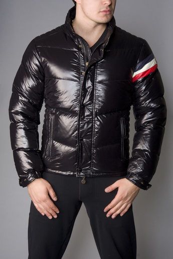 Moncler Chamonix Maend Jakker Skinnende Sort Jackets Shiny Jacket Mens Outfits