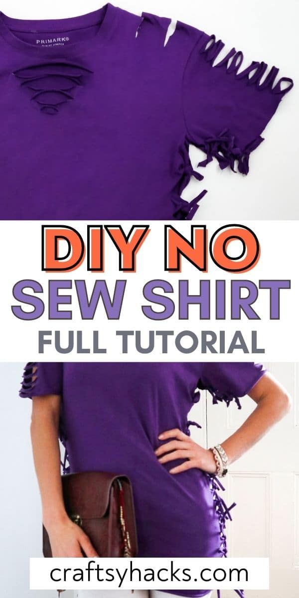 If you are looking to get crafty this weekend you will love this stunning DIY shirt to upcycle clothes you no longer wear. When you make this trendy no-sew craft you can enjoy wearing DIY clothes that you will both look and feel good in. #DIY #Craft Tee Shirt Cutting Diy, T Shirt Cutting Tutorial, Cut Tshirt Diy, Cut Up T Shirt, Cut Tee Shirts, Cut Tshirt Ideas, Diy Shirts No Sew, Sewing Shirts, Vestidos