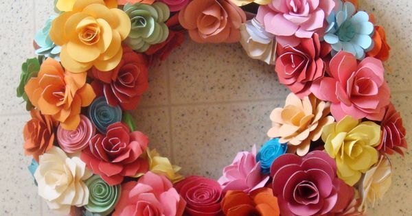 Liked on Pinterest Paper Flower Wreath 13 inch wreath by