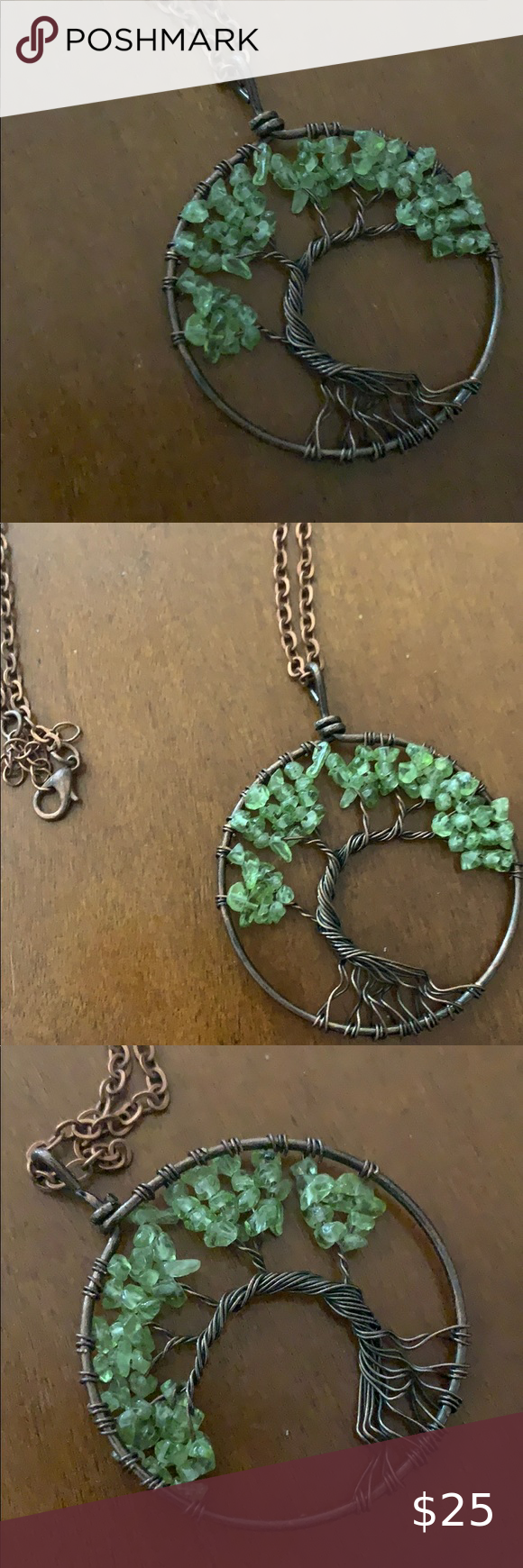 Green /& White Doolie Wire Wrapped Pendant