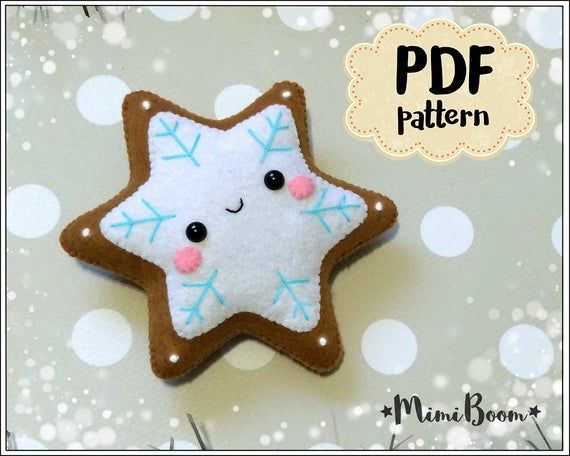 Easy tutorial on how to make Gingerbread snowflake Christmas ornament from felt....