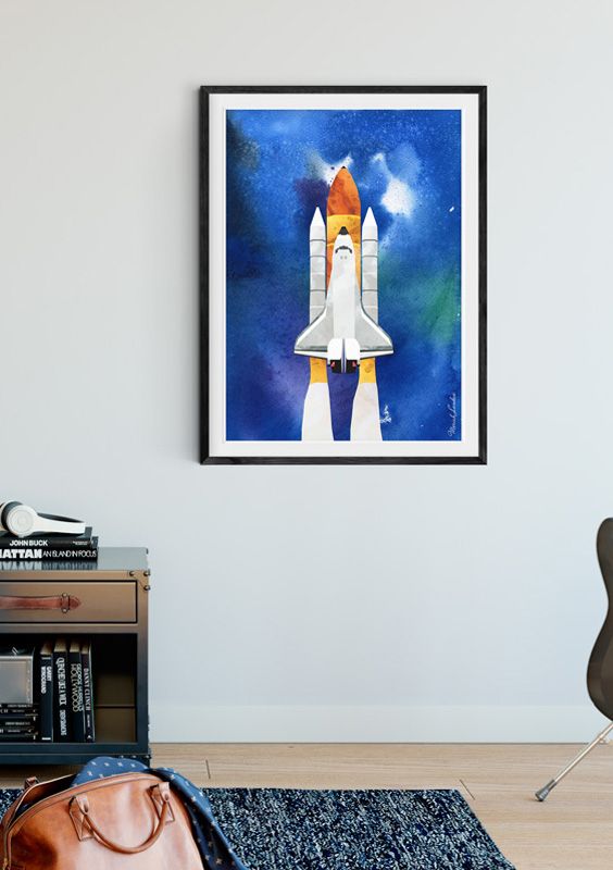 Nasa E Shuttle Art Print Eship Nursery Wall Nasa E Shuttle Art Print Eship Nursery Wall Watercolor Kids Room Decor Rocket Ship