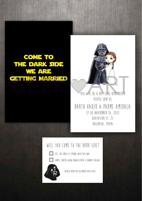 PRINTABLE Star wars Wedding invitation and RSVP by ...