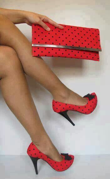 red with black heels
