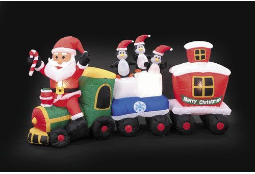 The Holiday Aisle Inflatable Santa Train Christmas Decoration Christmas ...