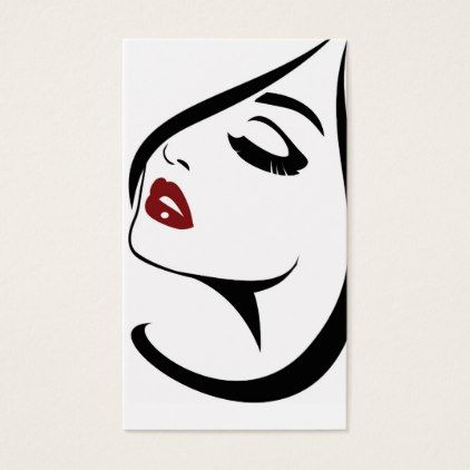 Woman Face Red Lips Long Eyelashes Makeup Icon Business Card
