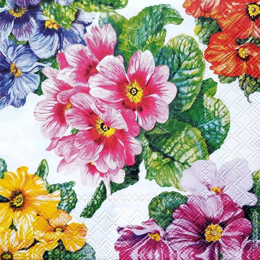 4 Lunch Paper Napkins for Decoupage Party Table Vintage Colorful Bunch of Flower