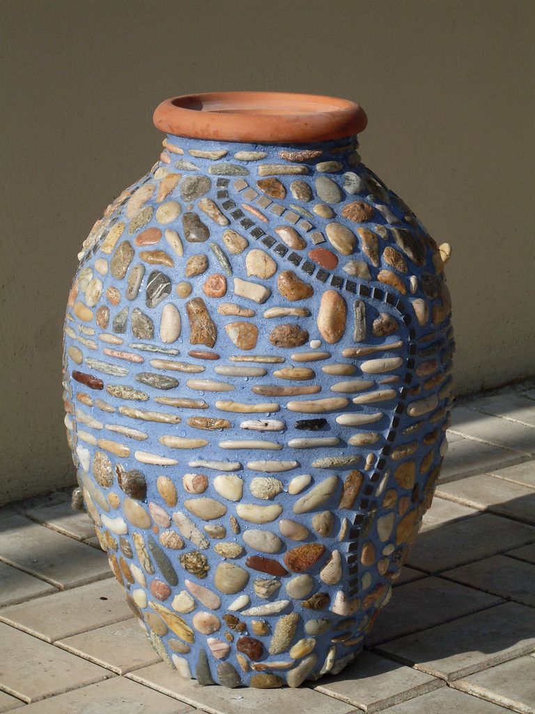 Amphora Sea Stones And Tiles Mosaic Pots Mosaic Flower Pots