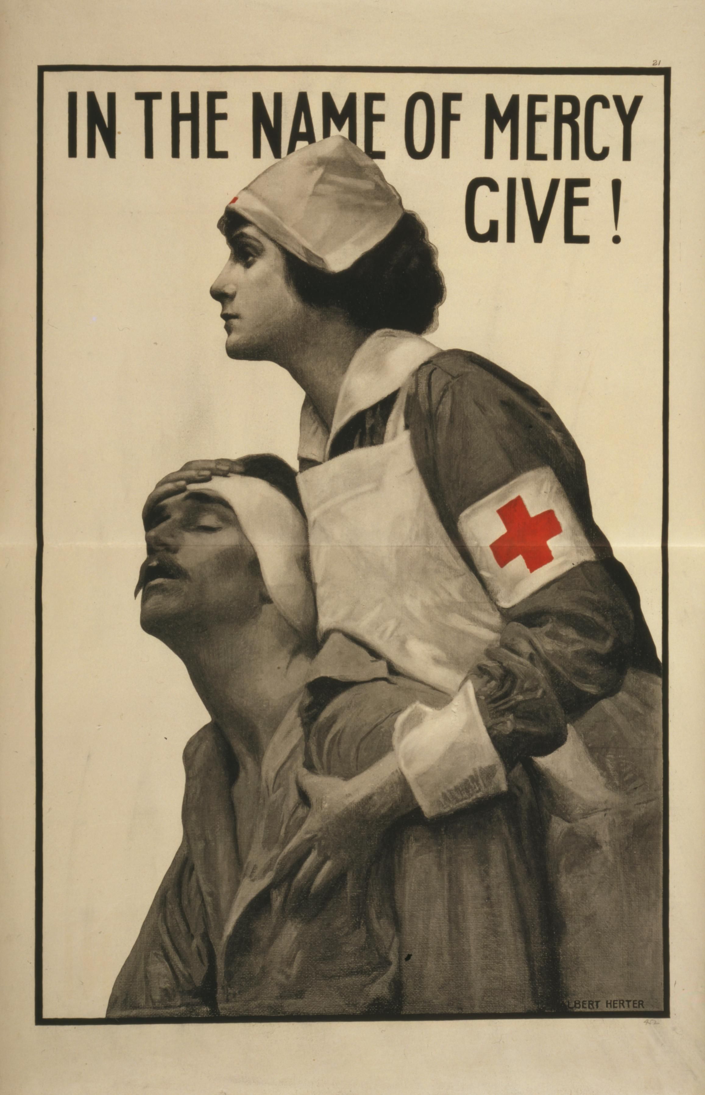 The American Red Cross in World War I. #history #redcross #WWI #americanhistory (Image: Library of Congress) Pin Up Vintage, Vintage Nurse, Vintage Ads, Vintage Posters, Vintage Medical, Custom Posters, Nursing Recruitment, Recruitment Poster, Ww1 Posters
