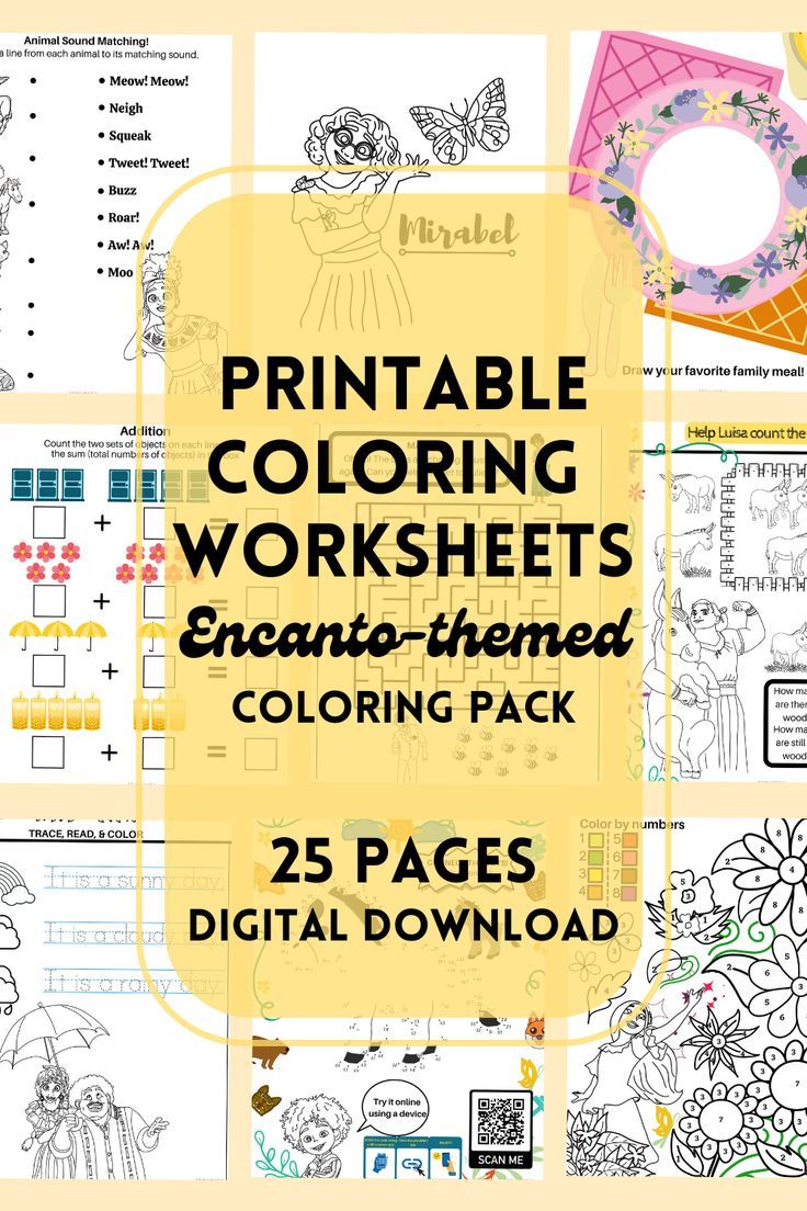 Printable Coloring Worksheets ENCANTOthemed NEW designs 25 Pages Encanto Coloring Pack in