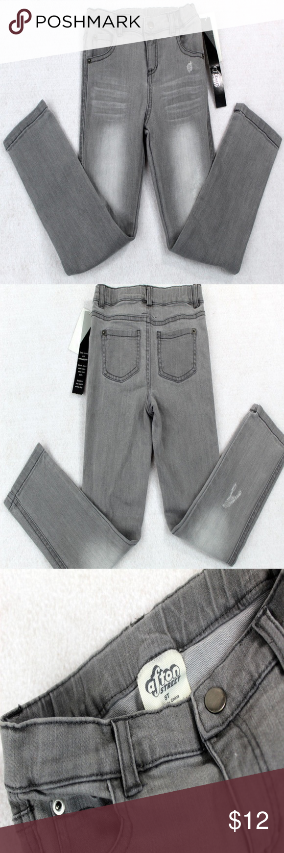 Afton Street Toddler Girls 5T Gray Washed Pants Clothes