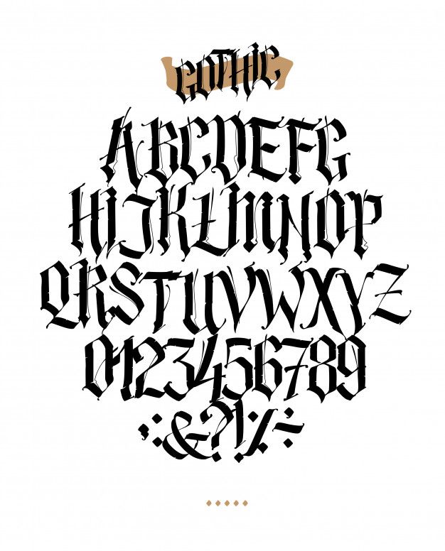 Alfabeto completo en el estilo gótico. Vector Premium | Premium Vector