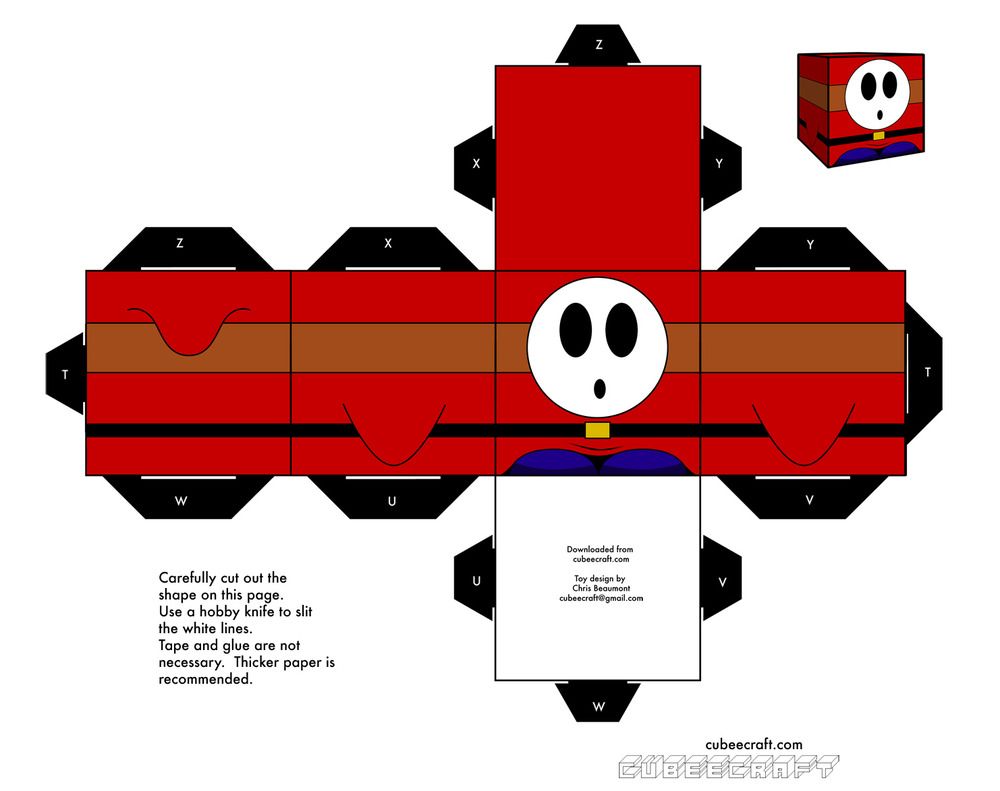 Shy Guy Mario Cubeecraft Papercraft Mario Crafts Super Mario Coloring Pages Mario Bros Party