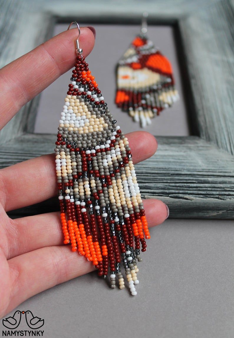 Abstract Bohemian Beaded Fringe Earrings