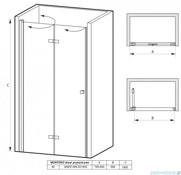 Massi Montero bifold shower door 80x190cm transparent …