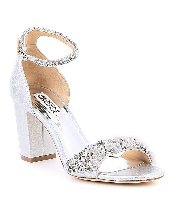 badgley mischka finesse satin block heel dress sandals