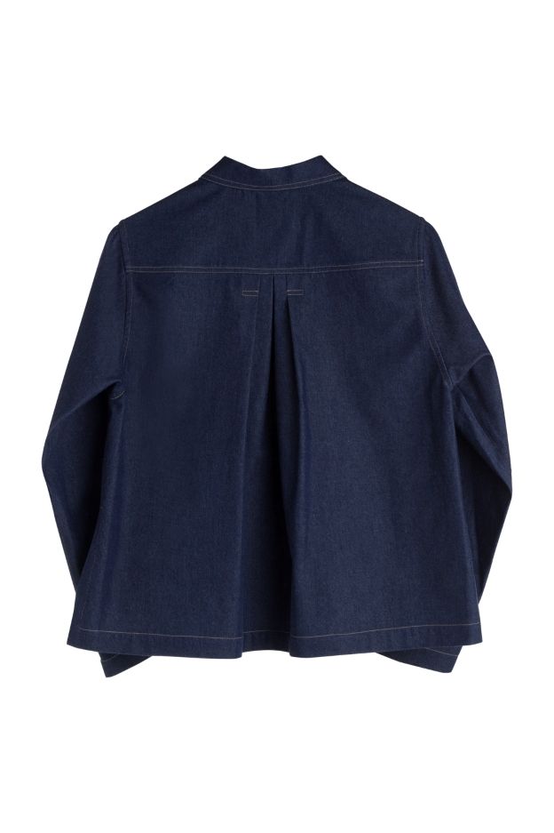 Mode Ja Overgangsja cks Overgangsjack blauw-wit gestreept patroon casual uitstraling Mode Ja Overgangsja cks Overgangsjack blauw-wit gestreept patroon casual uitstraling