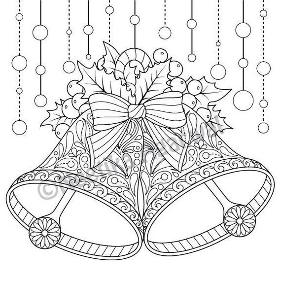 Christmas Bells Adult Coloring Page Christmas Coloring Page