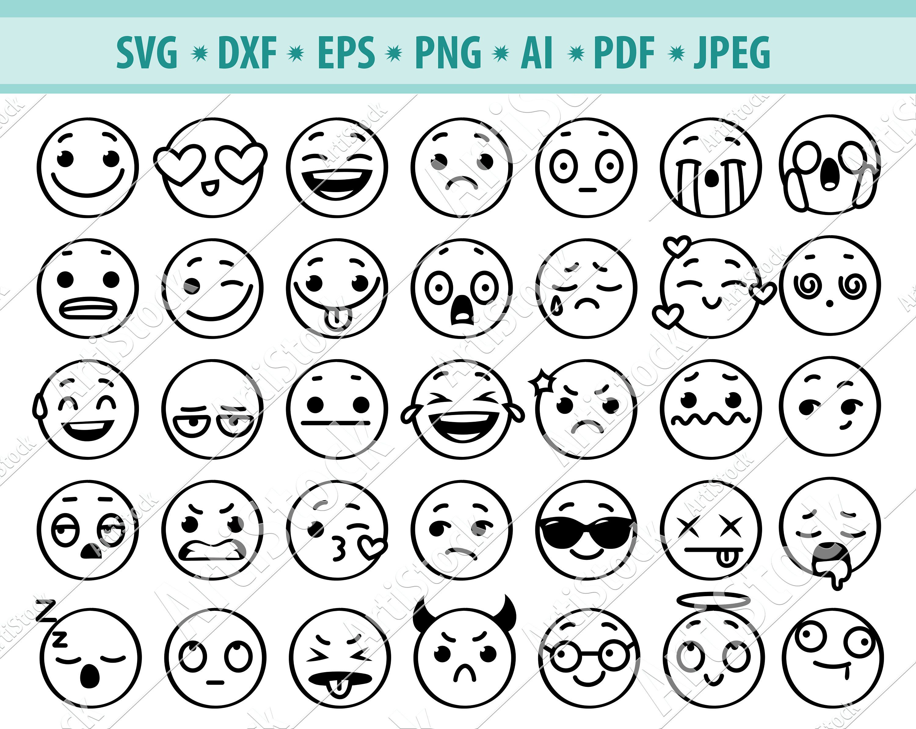 Smiley Face Clipart Smile Svg Happy Svg Cricut eps Smiley Face Silhouette Cut File Happy Face SVG DIGITAL png dxf Vector