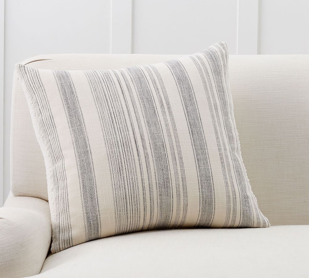 Stripe Sherpa Back Pillow Cover Denim and Leather Pillow Cover 20x20