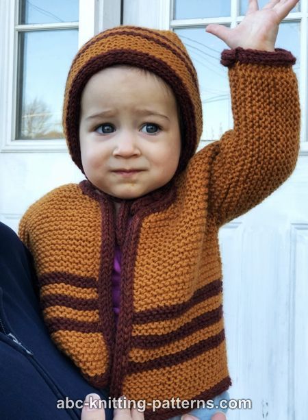 Abc knitting patterns - easy garter stitch baby cardigan