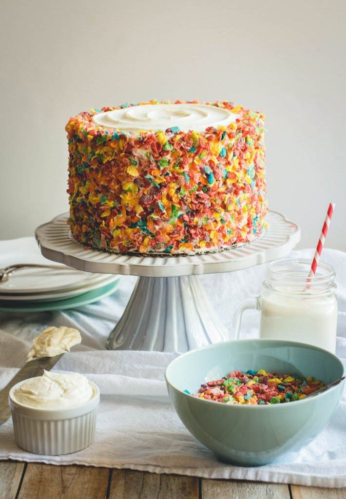 Fruity Pebbles Funfetti Cake - Fun Ways to Eat Rice Krispies and Cereals