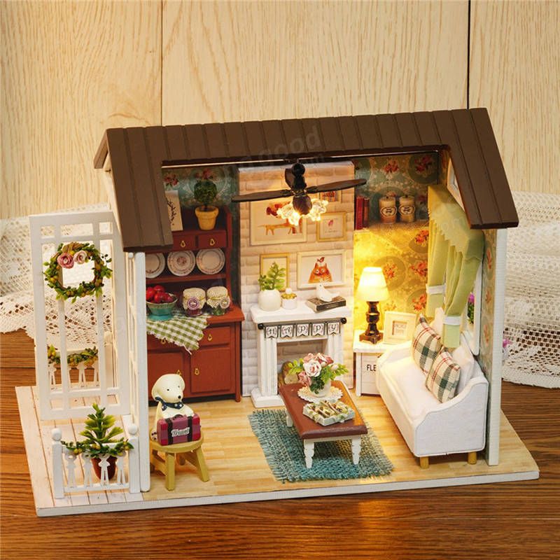 DIY MINI Doll House Miniature DIY Dollhouse With Furnitures Wooden House  Waiting Time Toys For Children Birthday Gift C007