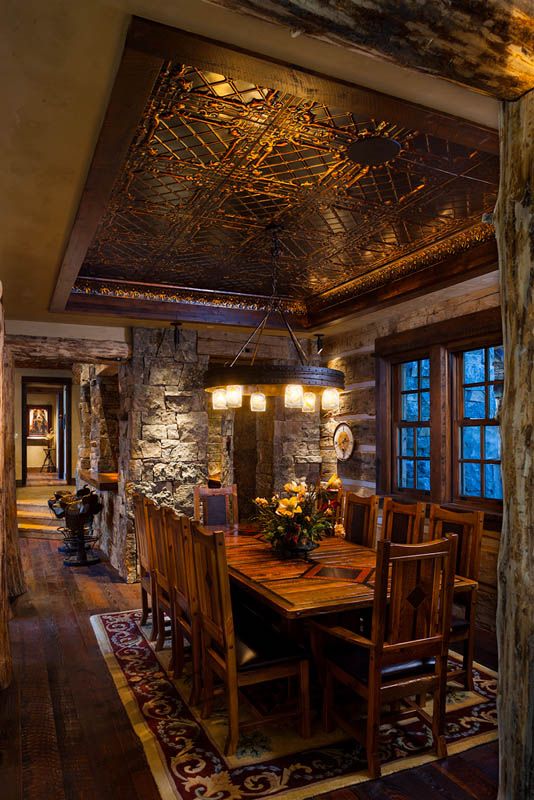 Foxtail Residence Big Sky Log Cabin Dining Room❤ http ... Foxtail Residence Big Sky Log Cabin Dining Room❤ http ...