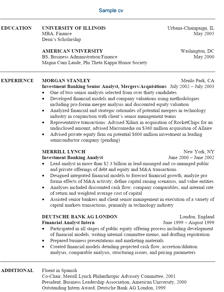 investment banker resume sample http www resumecareer info investment banker resume samples
