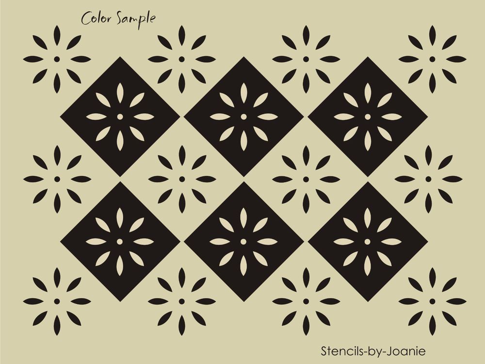 Colonial Prim Stencil Starburst Diamond Flower Folk Art Country French Border