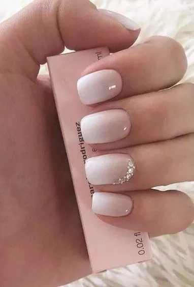40+ Stunning Wedding Nails Perfect For Your Big Day 8 Simple Wedding Nails, Wedding Nails For Bride, Bride Nails, Nail Art Wedding, Prom Nails, Elegant Nails, Classy Nails, Stylish Nails, Trendy Nails