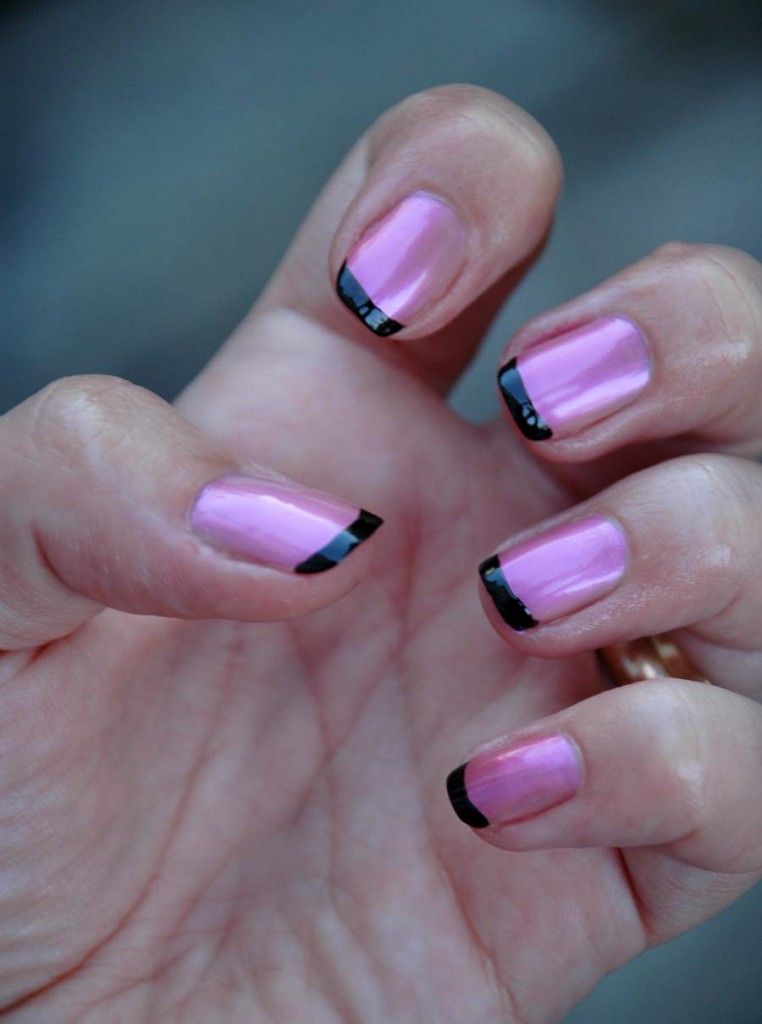 Bright pink nails with black french tips Sassy nails, Glam nails