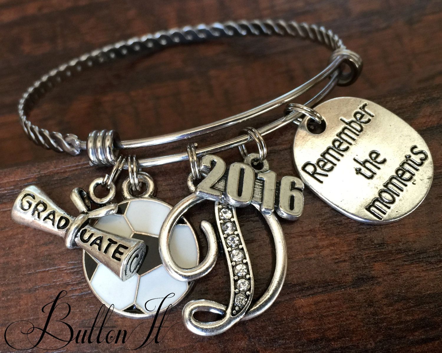 Cheerleading Themed Personalized Bangle Bracelet