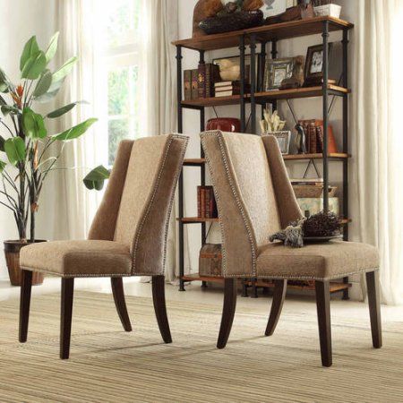 Ayana Chenille Wingback Nailhead Chair Set Of 2 337 Nailhead Chair Wingback Dining Chair Dining Chairs