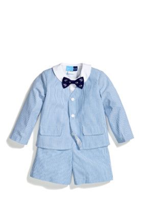 Good Lad Toddler Boys Blue Seersucker Eton Suit