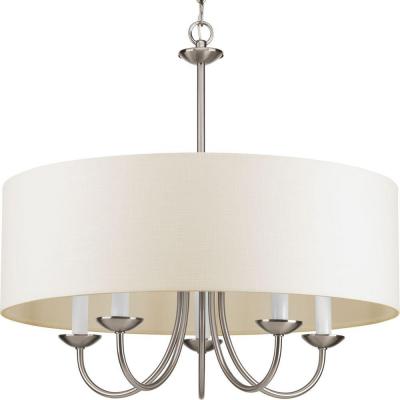 Progress Lighting 21.625 in. 5 Light Brushed Nickel Chandelier with Beige Linen Shade P4217 09 The Home Depot Progress Lighting 21.625 in. 5 Light Brushed Nickel Chandelier with Beige Linen Shade P4217 09 The Home Depot